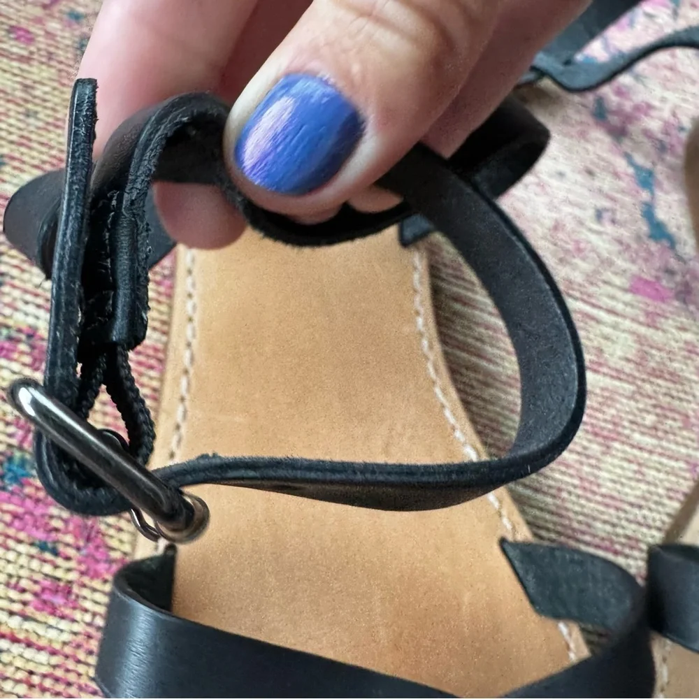 MADEWELL Boardwalk Black Leather Ankle‎ Strap Sandal size 7.5 - Picture 10 of 11